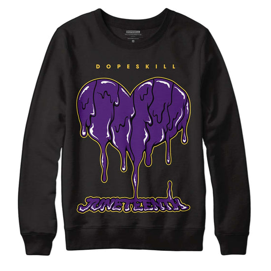 Jordan 12 “Field Purple” DopeSkill Sweatshirt Juneteenth Heart Graphic Streetwear - Black