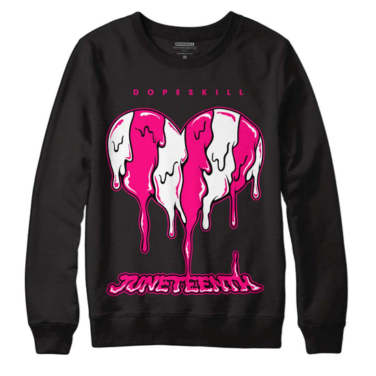 Jordan 1 Low GS “Fierce Pink” Dopeskill Sweatshirt Juneteenth Heart Graphic Streetwear - Black