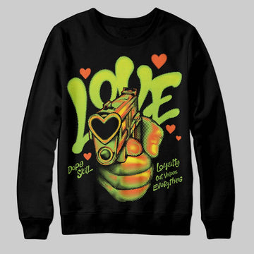 Neon Green Sneakers DopeSkill Sweatshirt Love Shot Graphic Streetwear - Black