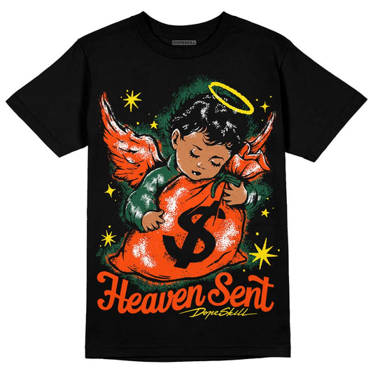 Dunk Low Team Dark Green Orange DopeSkill T-Shirt Heaven Sent Graphic Streetwear - Black