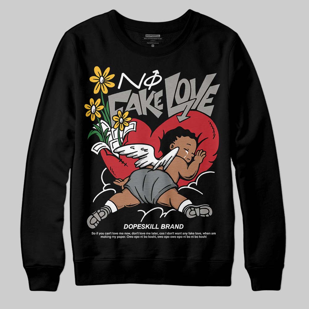 Jordan 9 Cool Grey DopeSkill Sweatshirt No Fake Love Graphic Streetwear - Black