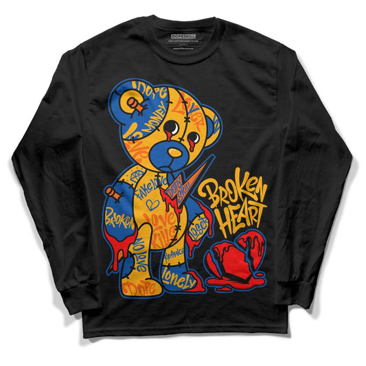 Dunk Blue Jay and University Gold DopeSkill Long Sleeve T-Shirt Broken Heart Graphic Streetwear - Black