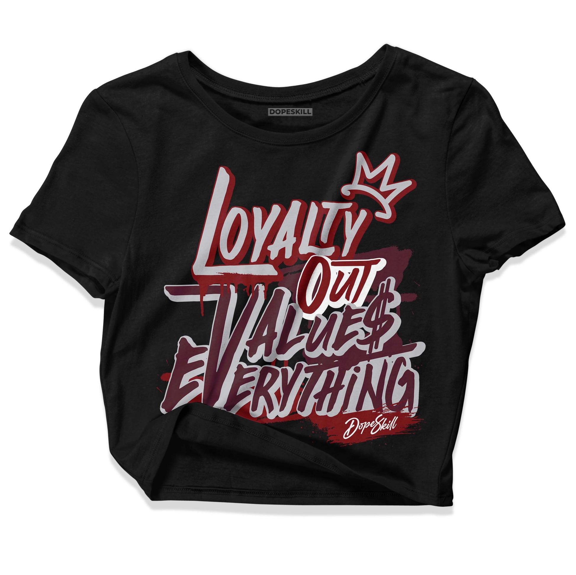 Jordan 5 Retro Burgundy (2023) DopeSkill Women's Crop Top LOVE Graphic Streetwear - Black