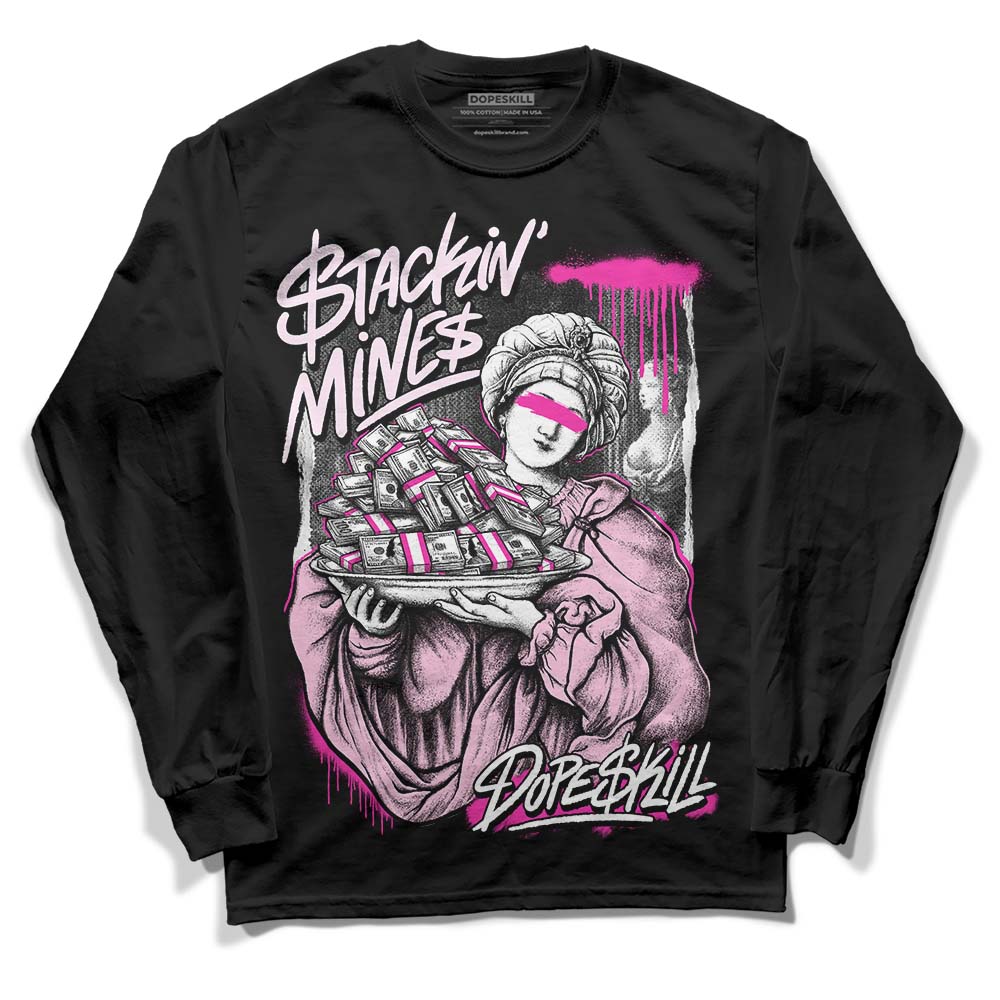 Pink Sneakers DopeSkill Long Sleeve T-Shirt Stackin Mines Graphic Streetwear - Black