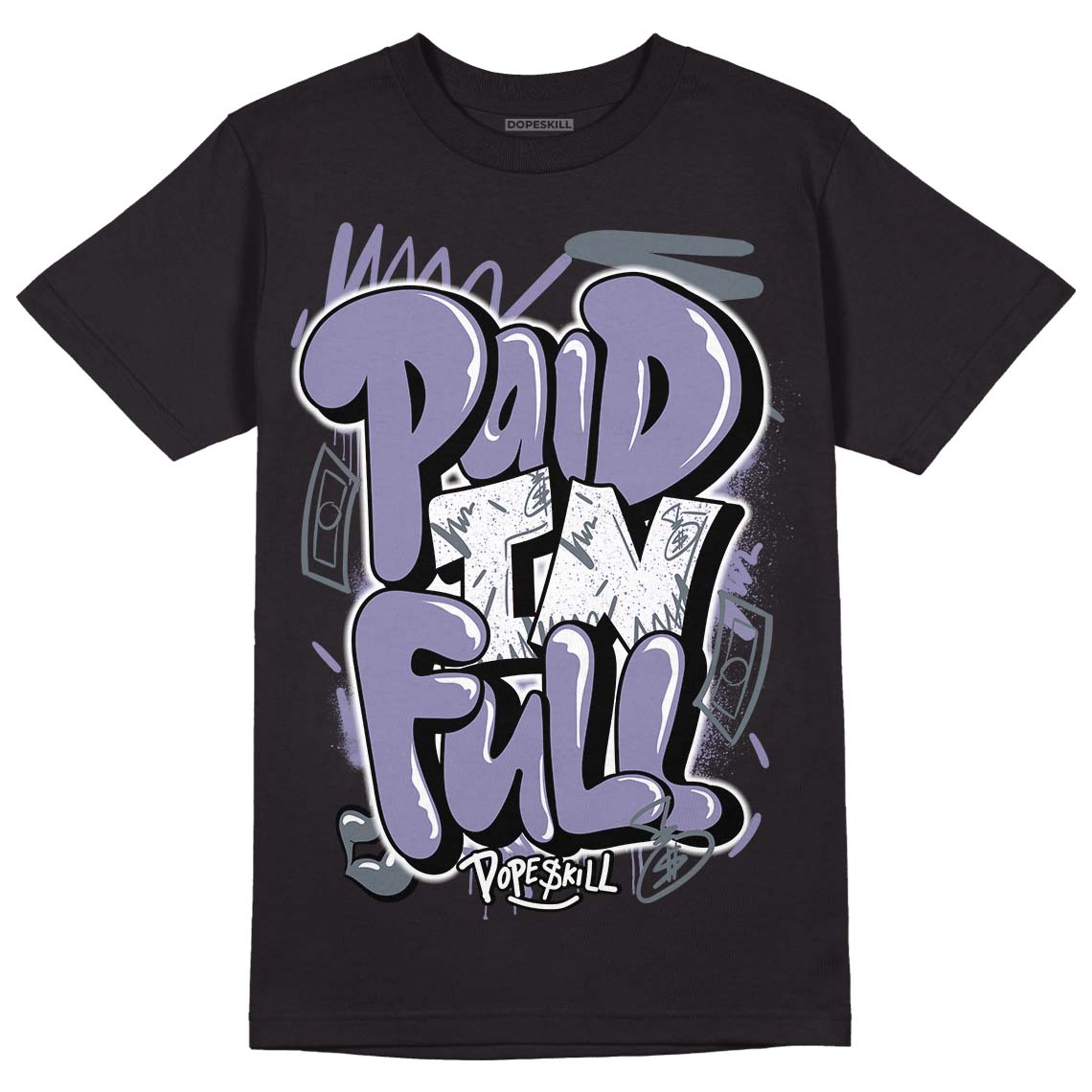 Jordan 5 Retro Low Indigo Haze DopeSkill T-Shirt New Paid In Full Graphic Streetwear - Black