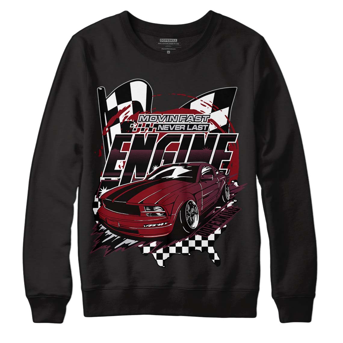 Jordan 5 Retro Burgundy (2023) DopeSkill Sweatshirt ENGINE Tshirt Graphic Streetwear - Black