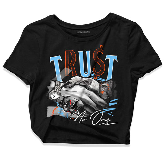 Dunk Low Futura University Blue DopeSkill Women's Crop Top Trust No One Graphic Streetwear - Black