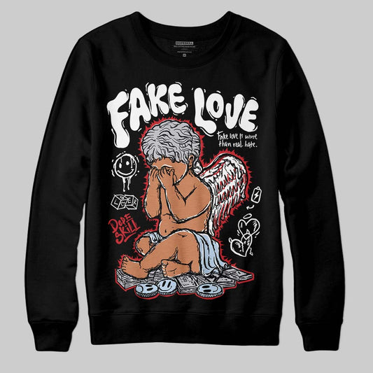 Jordan 5 Retro OG Black Metallic Reimagined DopeSkill Sweatshirt False Love Graphic Streetwear - Black