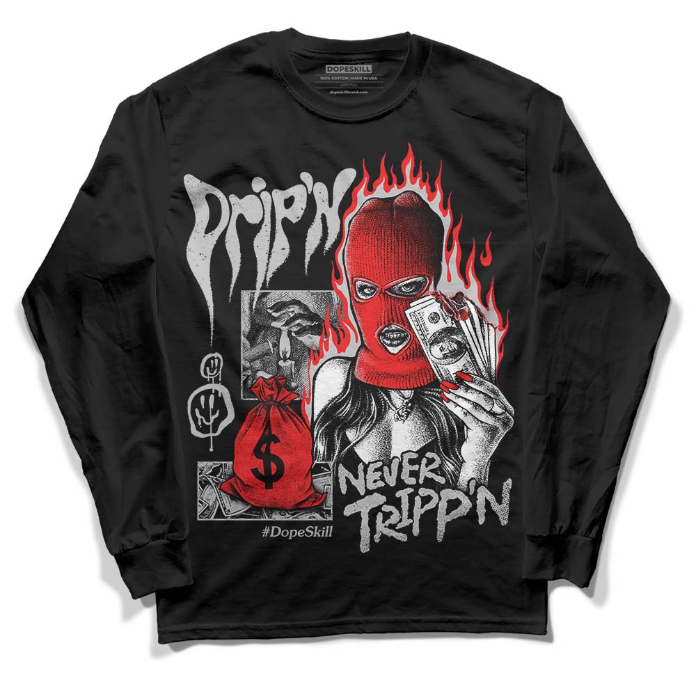 Jordan Spizike Low Bred DopeSkill Long Sleeve T-Shirt Drip'n Never Tripp'n Graphic Streetwear - Black 