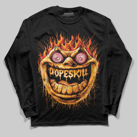 Orange, Black and White Sneakers DopeSkill Long Sleeve T-Shirt Hellfire Graphic Streetwear - black