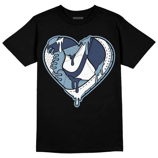 Jordan 1 Mid Diffused Blue DopeSkill T-Shirt Heart Jordan 1 Graphic Streetwear - Black