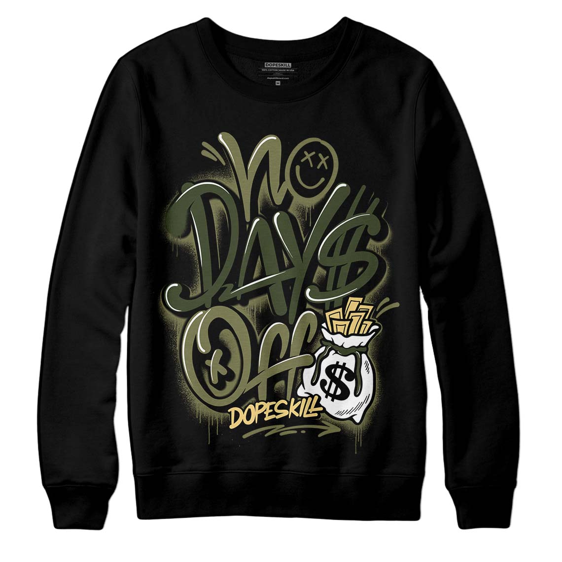 Jordan 4 Retro SE Craft Medium Olive DopeSkill Sweatshirt No Days Off Graphic Streetwear - Black