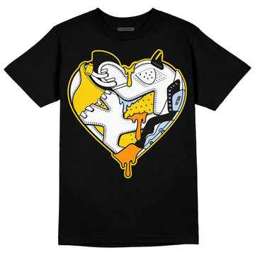 Jordan 6 “Yellow Ochre” DopeSkill T-Shirt Heart Jordan 6 Graphic Streetwear - Black