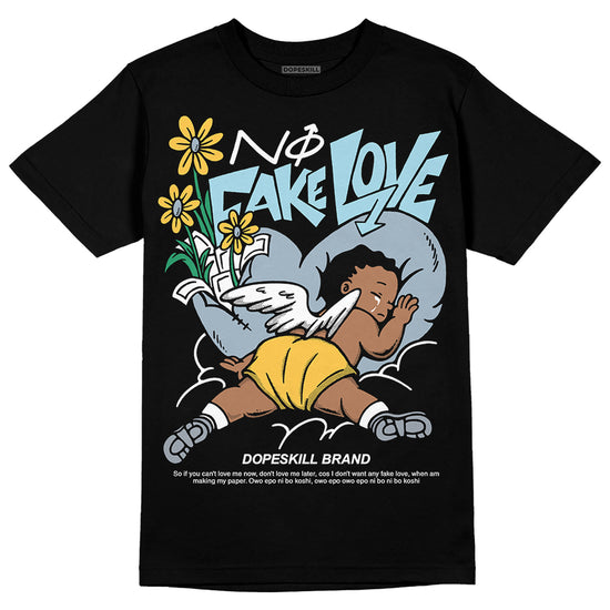 Jordan 13 “Blue Grey” DopeSkill T-Shirt No Fake Love Graphic Streetwear - Black