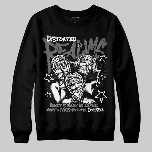 Jordan 4 “Black Cat” (2025) DopeSkill Sweatshirt Distorted Realms Graphic Streetwear - Black