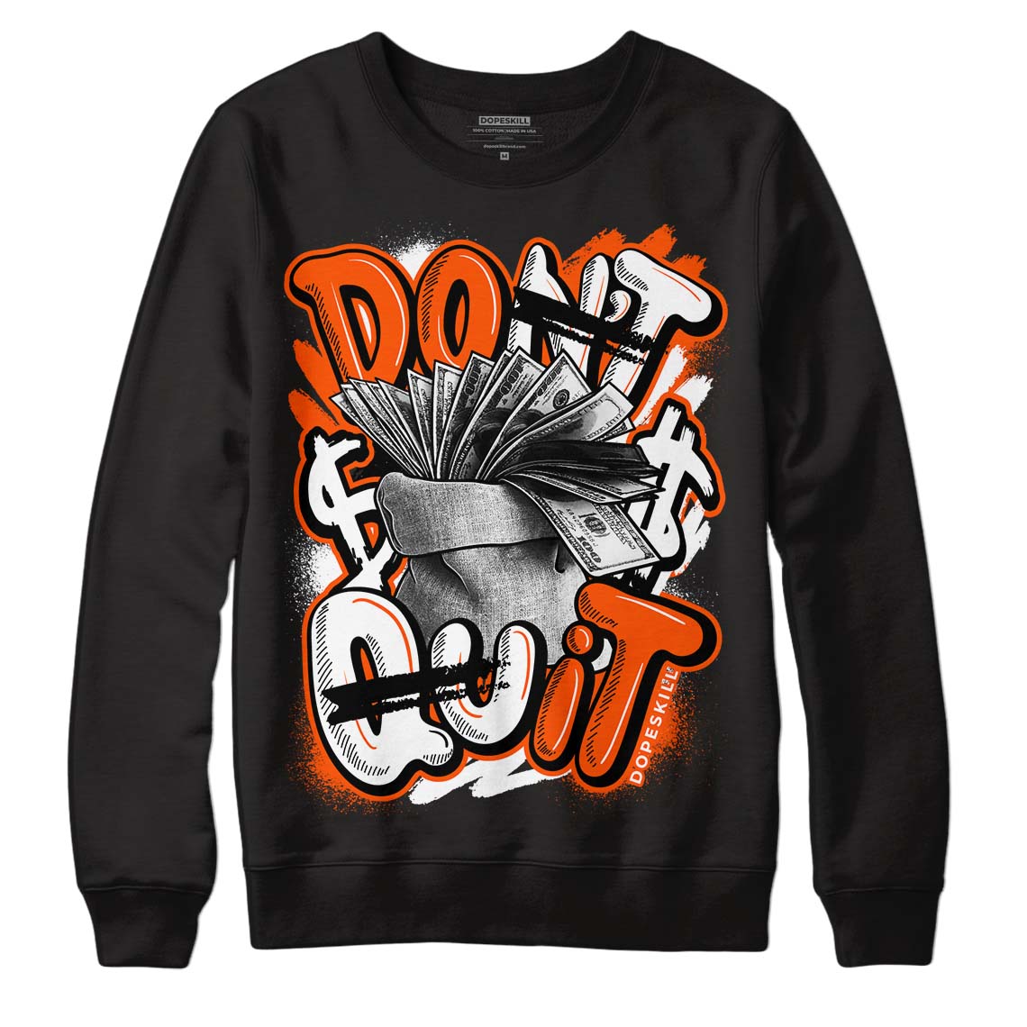 MSCHF Super Normal 2 Orange Milk DopeSkill Sweatshirt Don't Quit Graphic Streetwear - Black