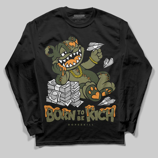 Olive Sneakers DopeSkill Long Sleeve T-Shirt Born To Be Rich Graphic Streetwear - Black