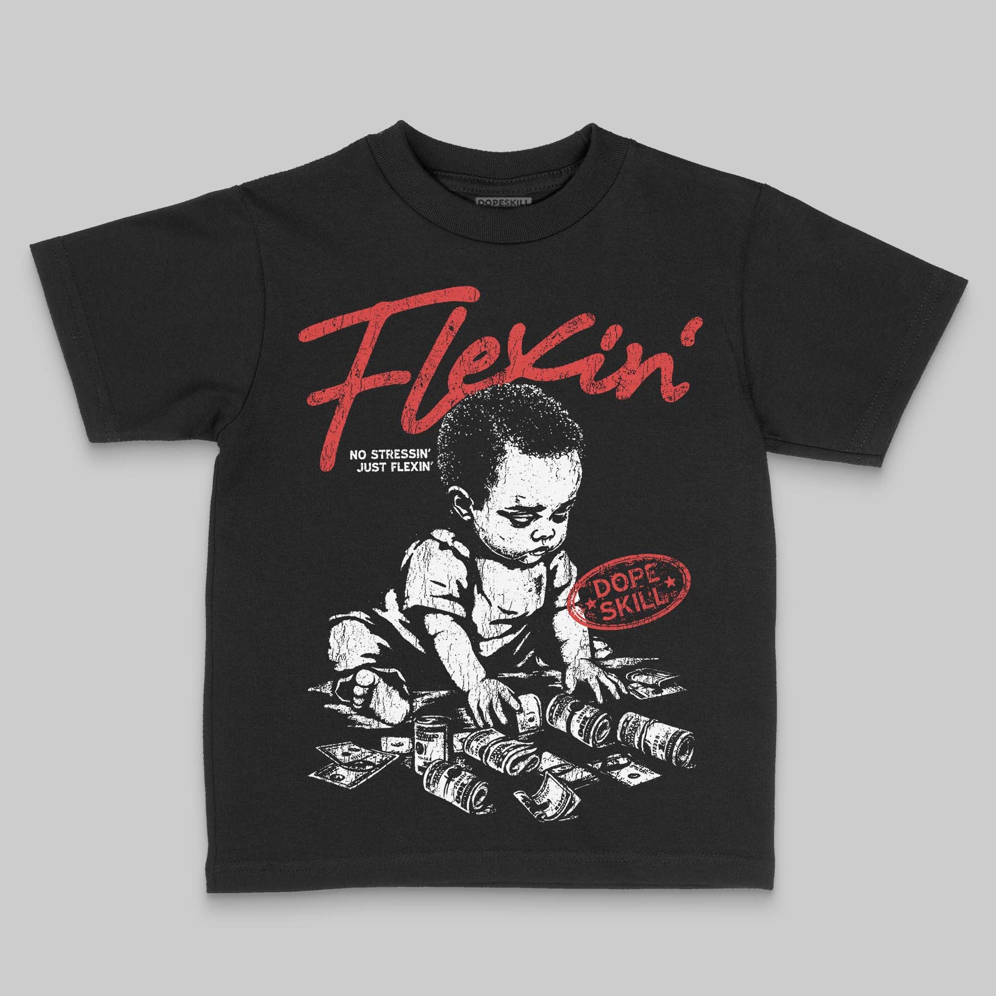 Jordan 6 “Reverse Infrared” DopeSkill Toddler Kids T-shirt Flexin' Graphic Streetwear - Black