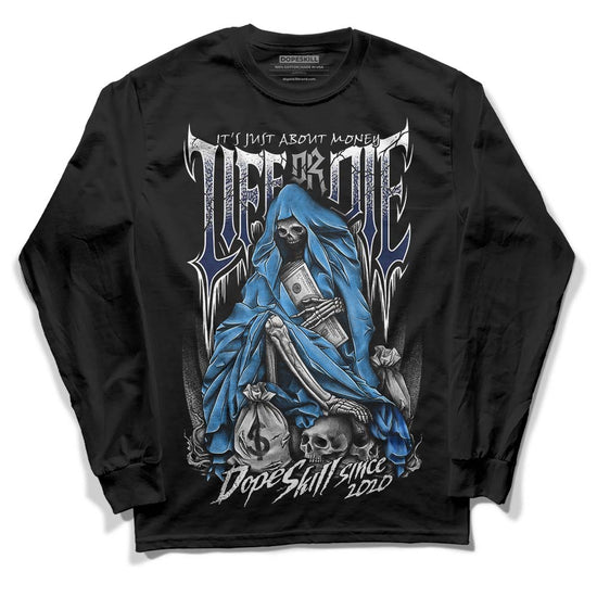 Jordan Spiz’ike Low “White/Obsidian” DopeSkill Long Sleeve T-Shirt Life or Die Graphic Streetwear - Black