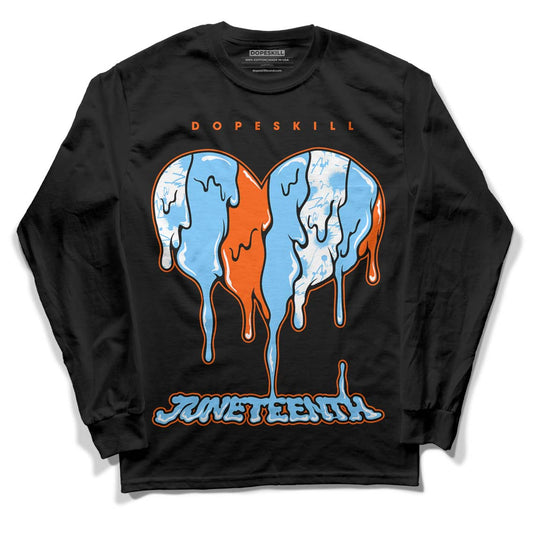 Dunk Low Futura University Blue DopeSkill Long Sleeve T-Shirt Juneteenth Heart Graphic Streetwear - Black