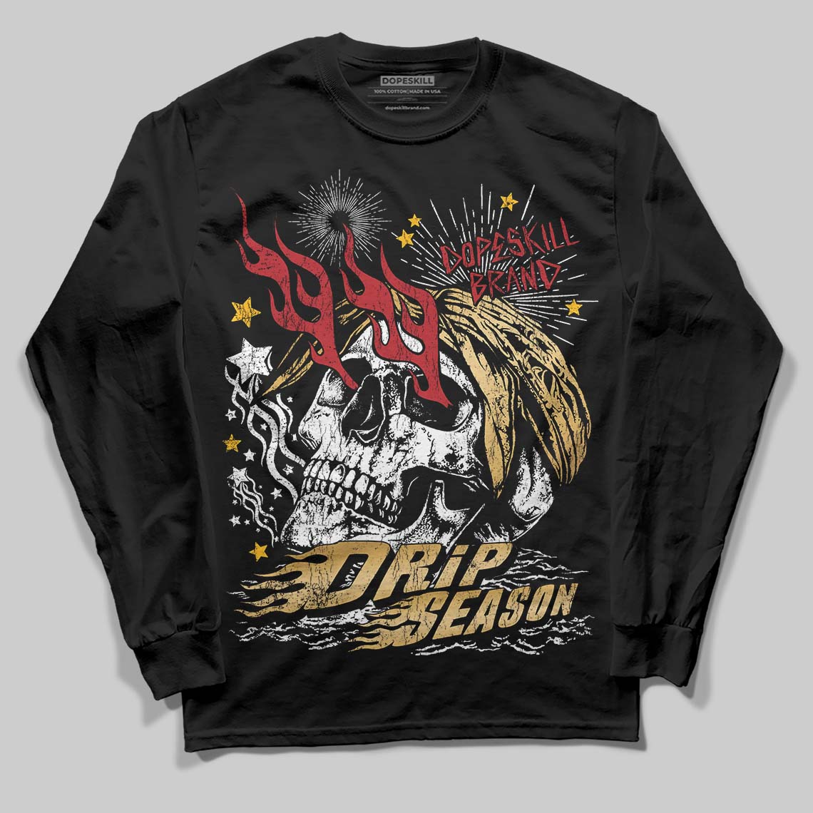 Jordan 12 Retro 'Taxi' 2025 DopeSkill Long Sleeve T-Shirt Drip Season Graphic Streetwear - Black