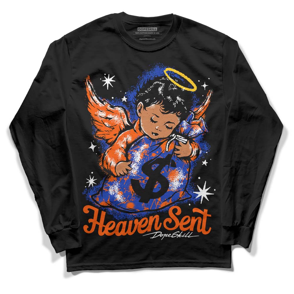 Dunk Low Futura Orange Blaze DopeSkill Long Sleeve T-Shirt Heaven Sent Graphic Streetwear - Black