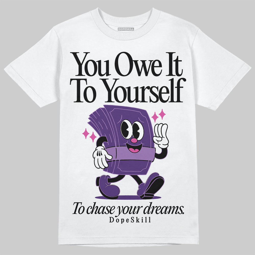 PURPLE Sneakers DopeSkill T-Shirt Owe It To Yourself Graphic Streetwear - White 