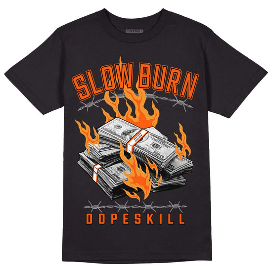 Jordan 12 Retro Brilliant Orange DopeSkill T-Shirt Slow Burn Graphic Streetwear - Black