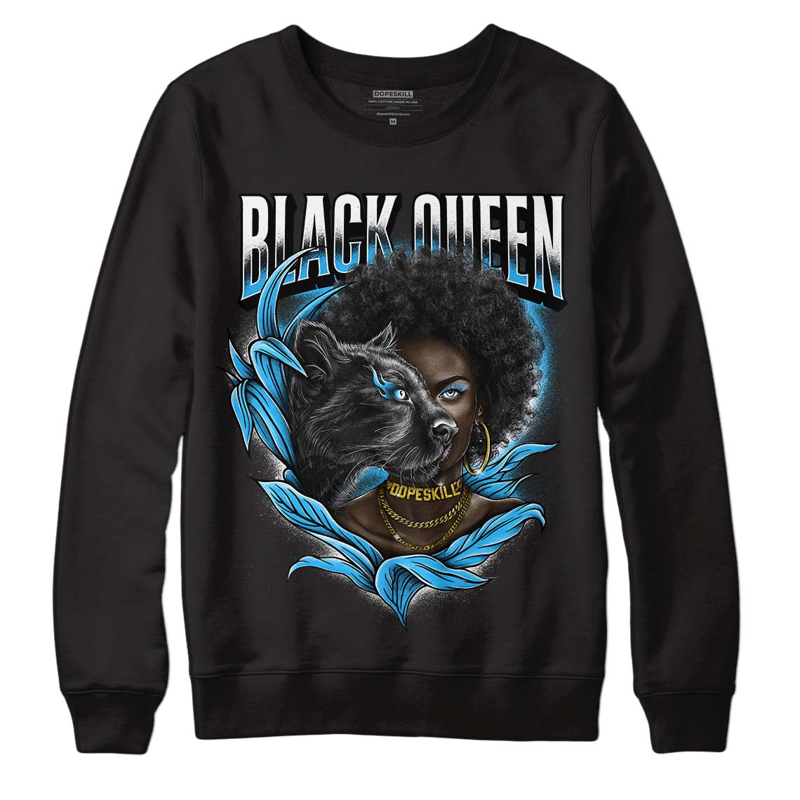 Jordan 1 High Retro OG “University Blue” DopeSkill Sweatshirt New Black Queen Graphic Streetwear - Black