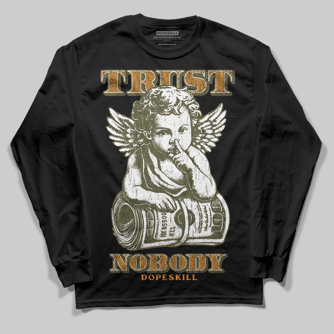 Olive Sneakers DopeSkill Long Sleeve T-Shirt Trust Nobody Graphic Streetwear - black