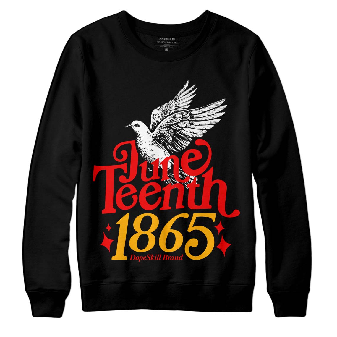 Red Sneakers DopeSkill Sweatshirt Juneteenth 1865 Graphic Streetwear - Black