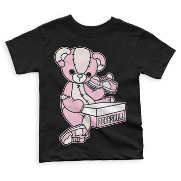 Dunk Low LX Pink Foam DopeSkill Toddler Kids T-shirt Sneakerhead BEAR Graphic Streetwear - Black