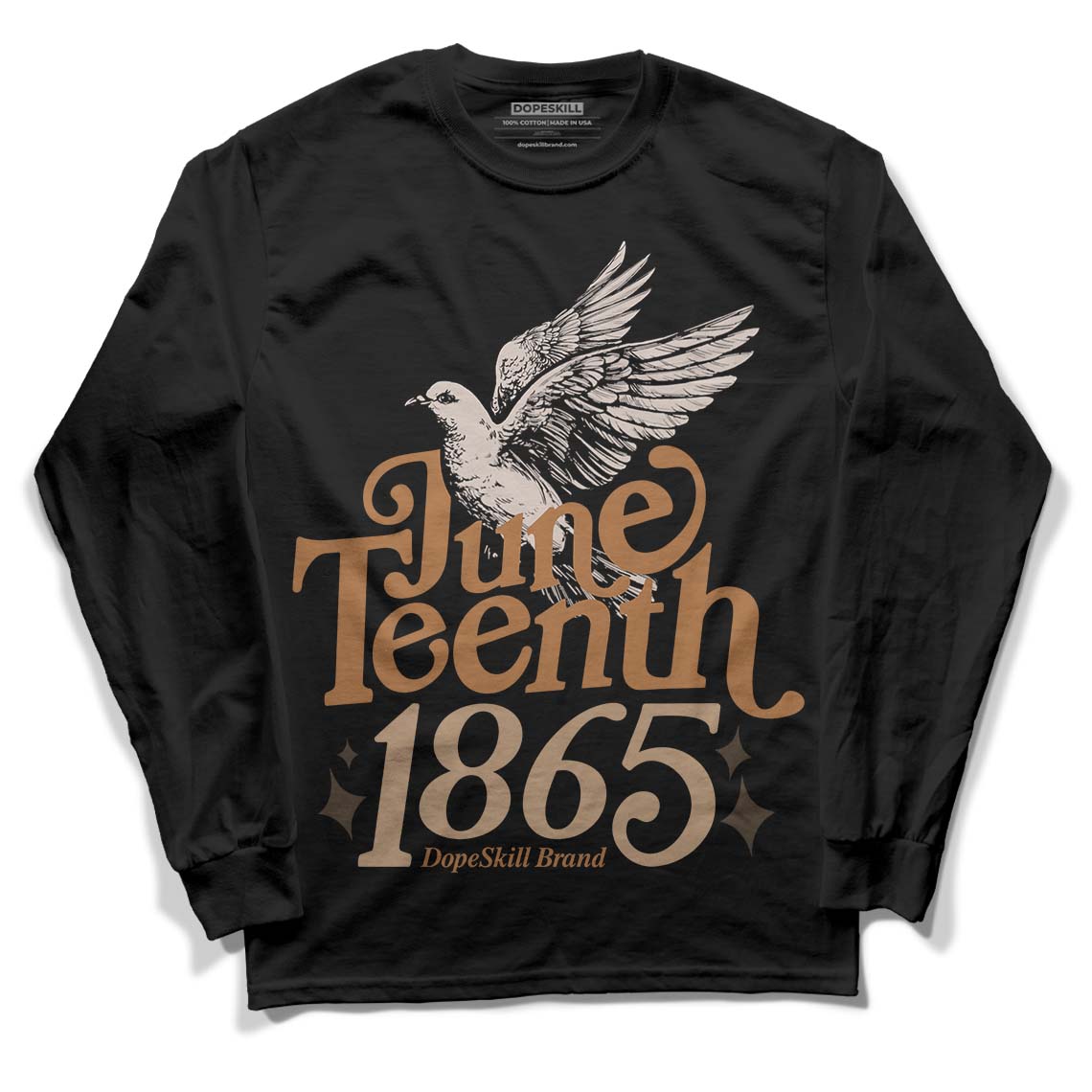 Jordan 3 Retro Palomino DopeSkill Long Sleeve T-Shirt Juneteenth 1865 Graphic Streetwear - Black