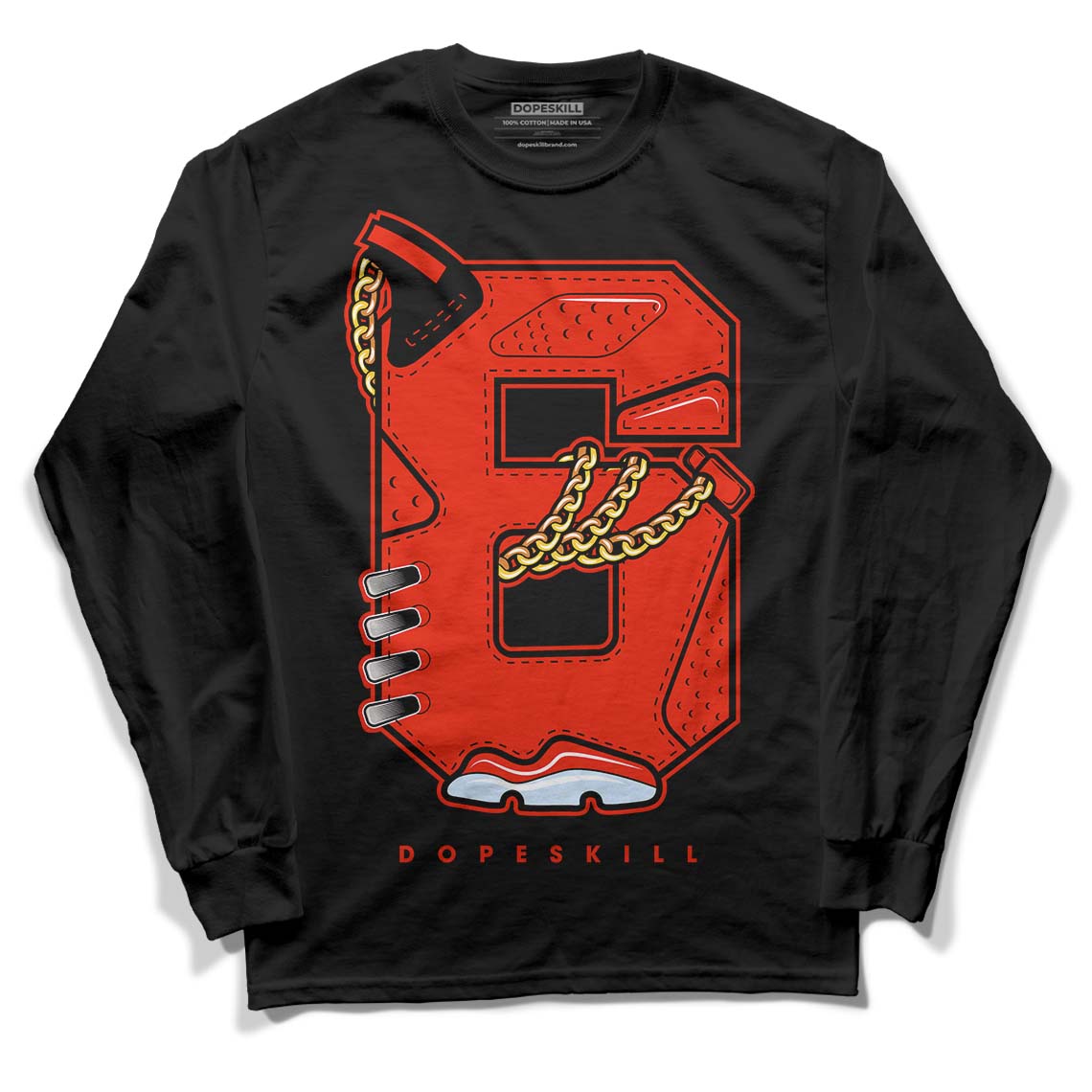 Jordan 6 Retro Toro Bravo DopeSkill Long Sleeve T-Shirt No.6 Graphic Streetwear - Black