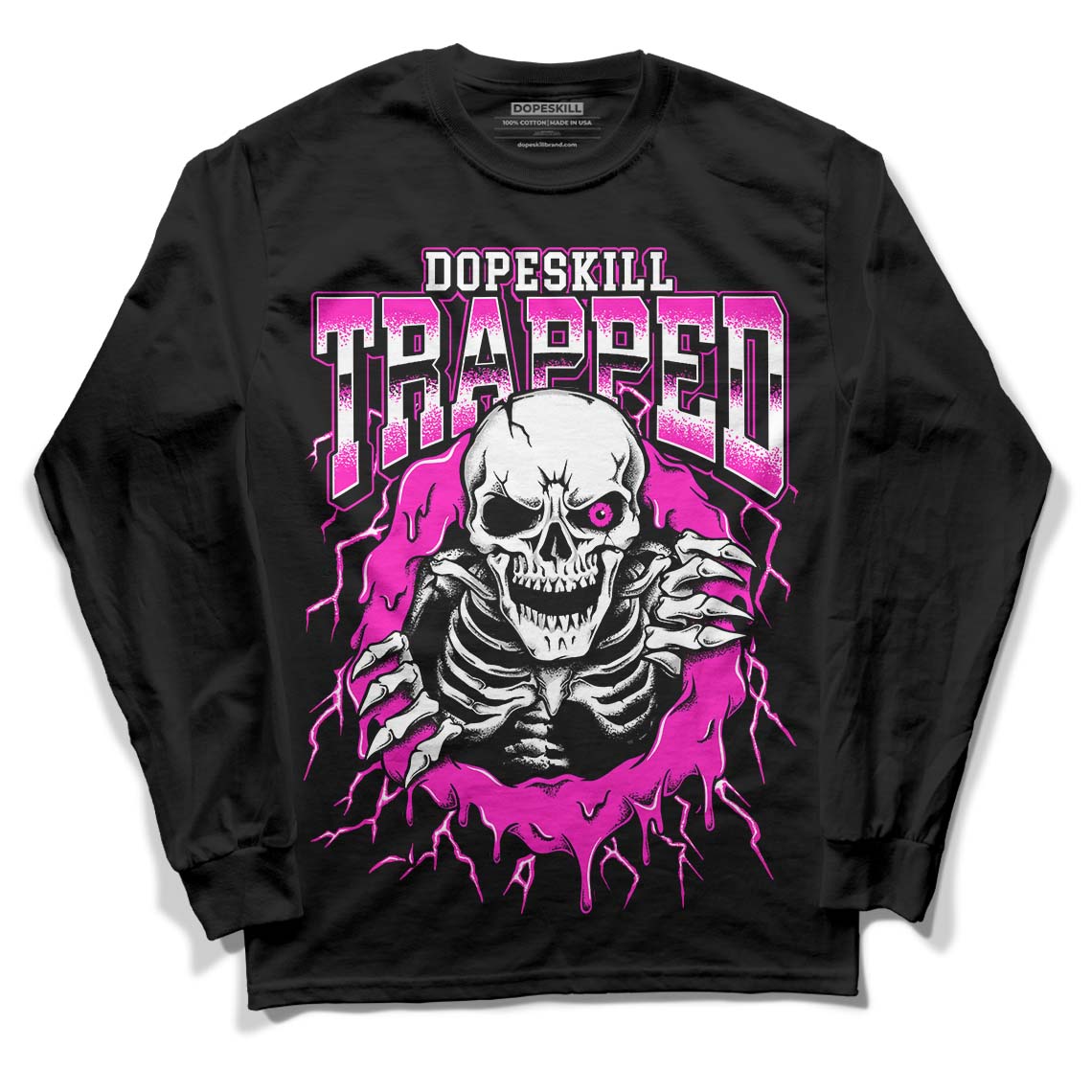 Dunk Low GS “Active Fuchsia” DopeSkill Long Sleeve T-Shirt Trapped Halloween Graphic Streetwear - Black