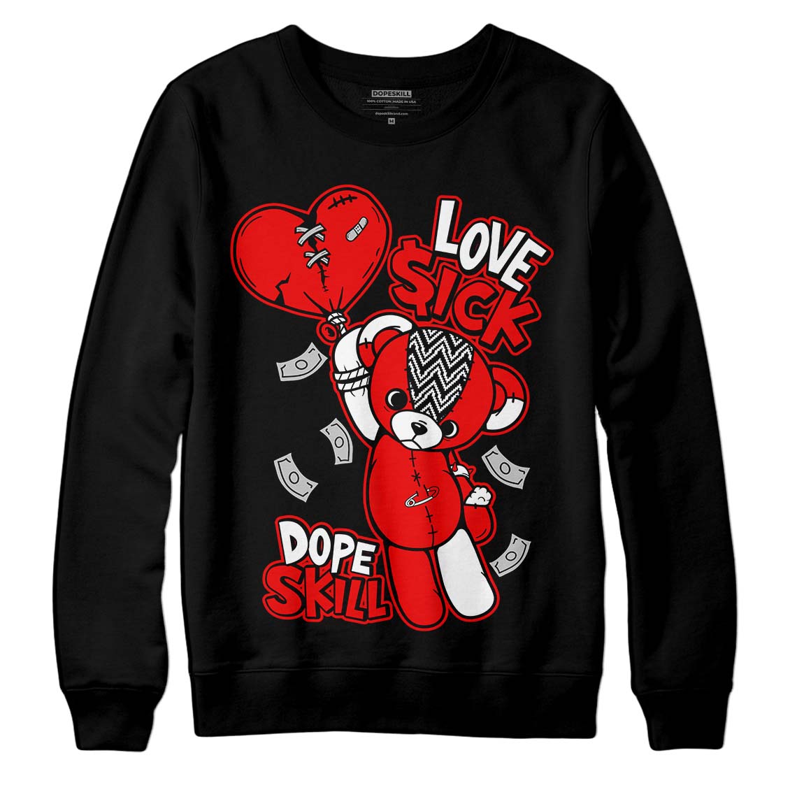 Jordan 12 “Cherry” DopeSkill Sweatshirt Love Sick Graphic Streetwear - Black 