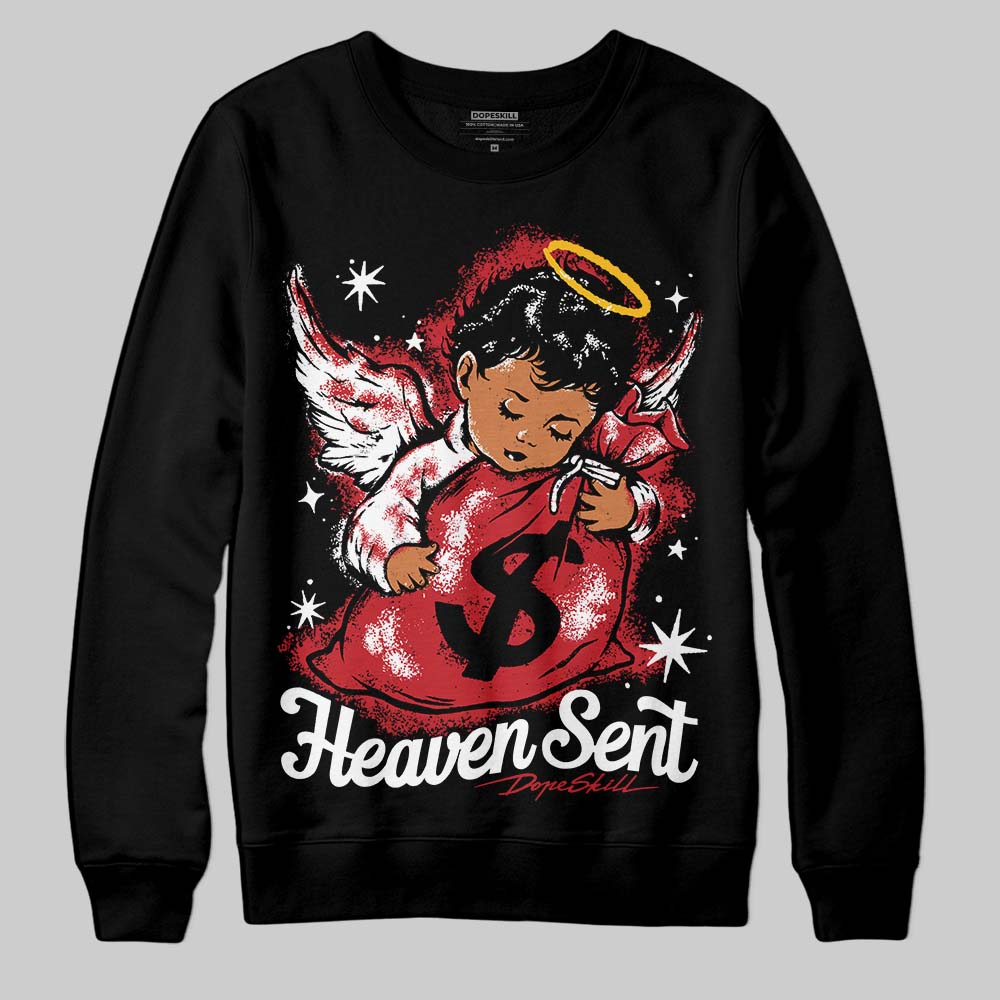 Jordan 5 Retro Fire Red Black Tongue (2025) DopeSkill Sweatshirt Heaven Sent Graphic Streetwear - Black