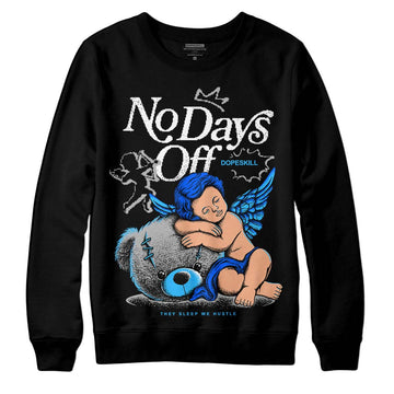 Jordan 2 Low "University Blue" DopeSkill Sweatshirt New No Days Off Graphic Streetwear - Black