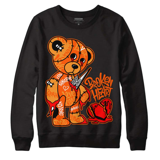 Jordan 12 Retro Brilliant Orange DopeSkill Sweatshirt Broken Heart Graphic Streetwear - Black