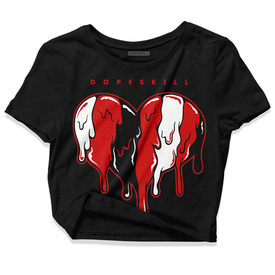 Jordan 1 Retro Low "Black Toe" DopeSkill Women's Crop Top Slime Drip Heart Graphic Streetwear - Black