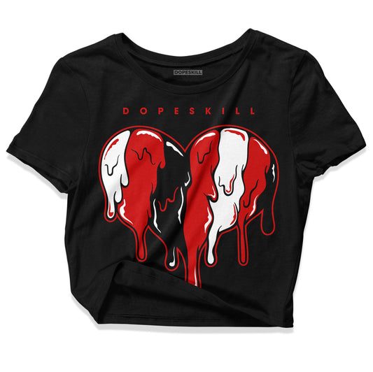 Jordan 1 Retro Low "Black Toe" DopeSkill Women's Crop Top Slime Drip Heart Graphic Streetwear - Black