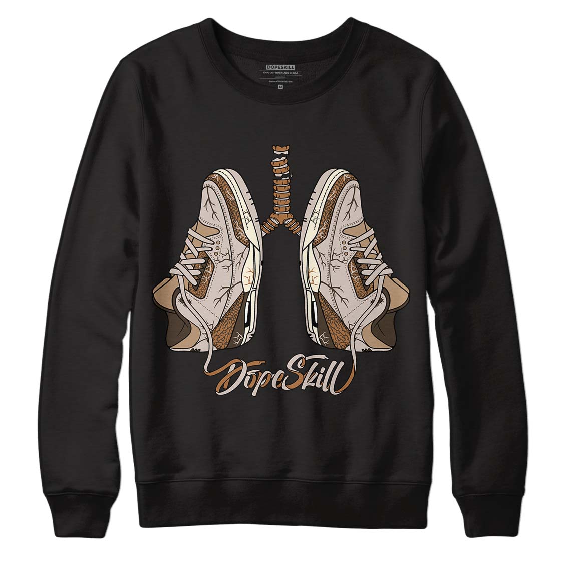 Jordan 3 Retro Palomino DopeSkill Sweatshirt Breathe Graphic Streetwear - Black