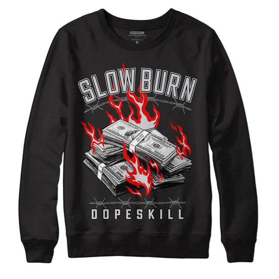 Jordan 2 Retro "Black Cement" DopeSkill Sweatshirt Slow Burn Graphic Streetwear - Black