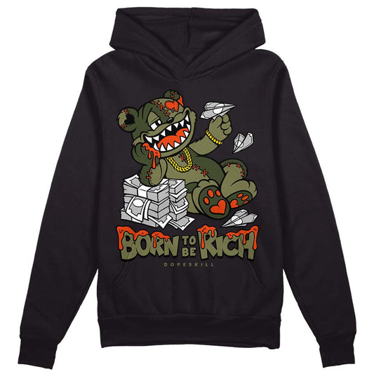 Olive Sneakers DopeSkill Hoodie Sweatshirt Born To Be Rich Graphic Streetwear - Black