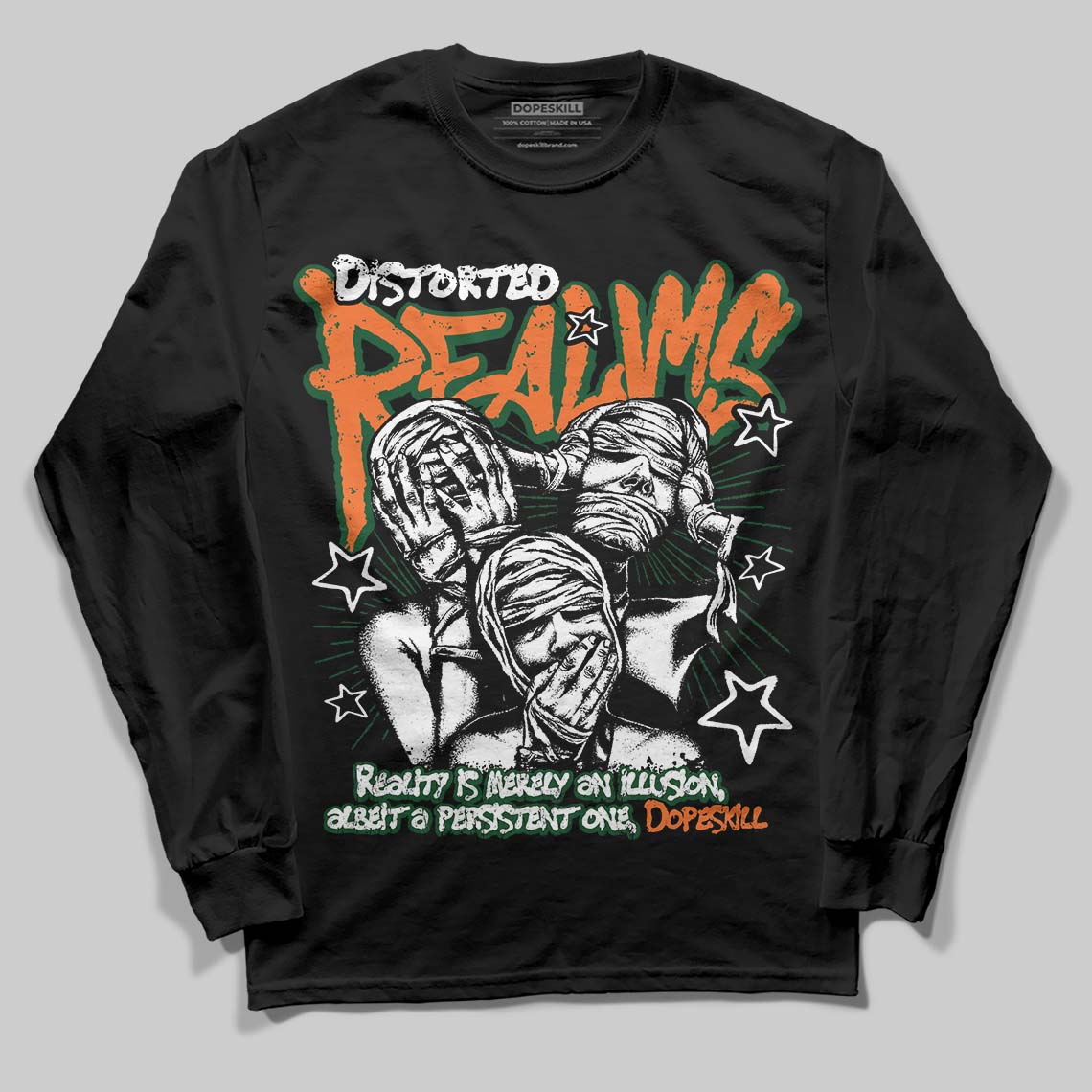 SoleFly x Air Jordan 3 “Fruits Of Our Labor” DopeSkill Long Sleeve T-Shirt Distorted Realms Graphic Streetwear - black