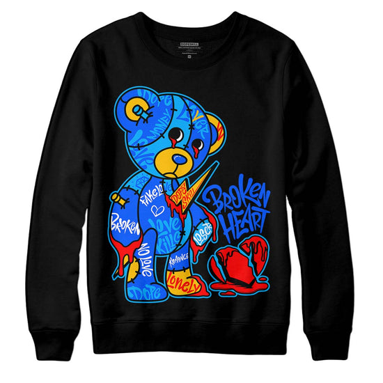 Royal Blue Sneakers DopeSkill Sweatshirt Broken Heart Graphic Streetwear - Black