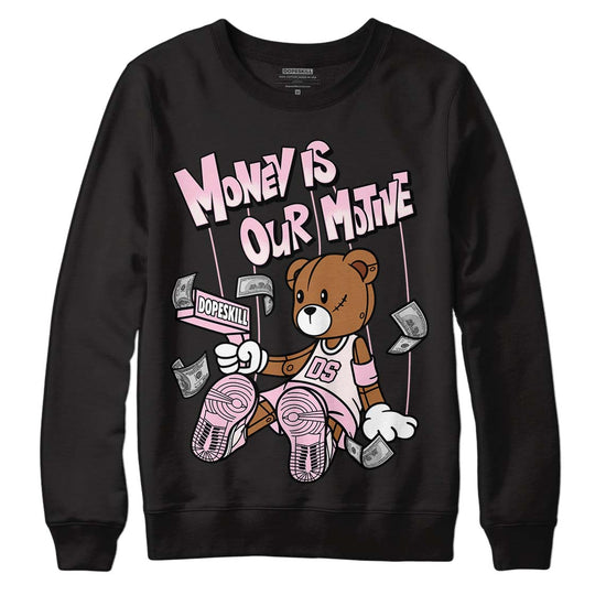 Dunk Low LX Pink Foam DopeSkill Sweatshirt Money Is Our Motive Bear Graphic Streetwear - black