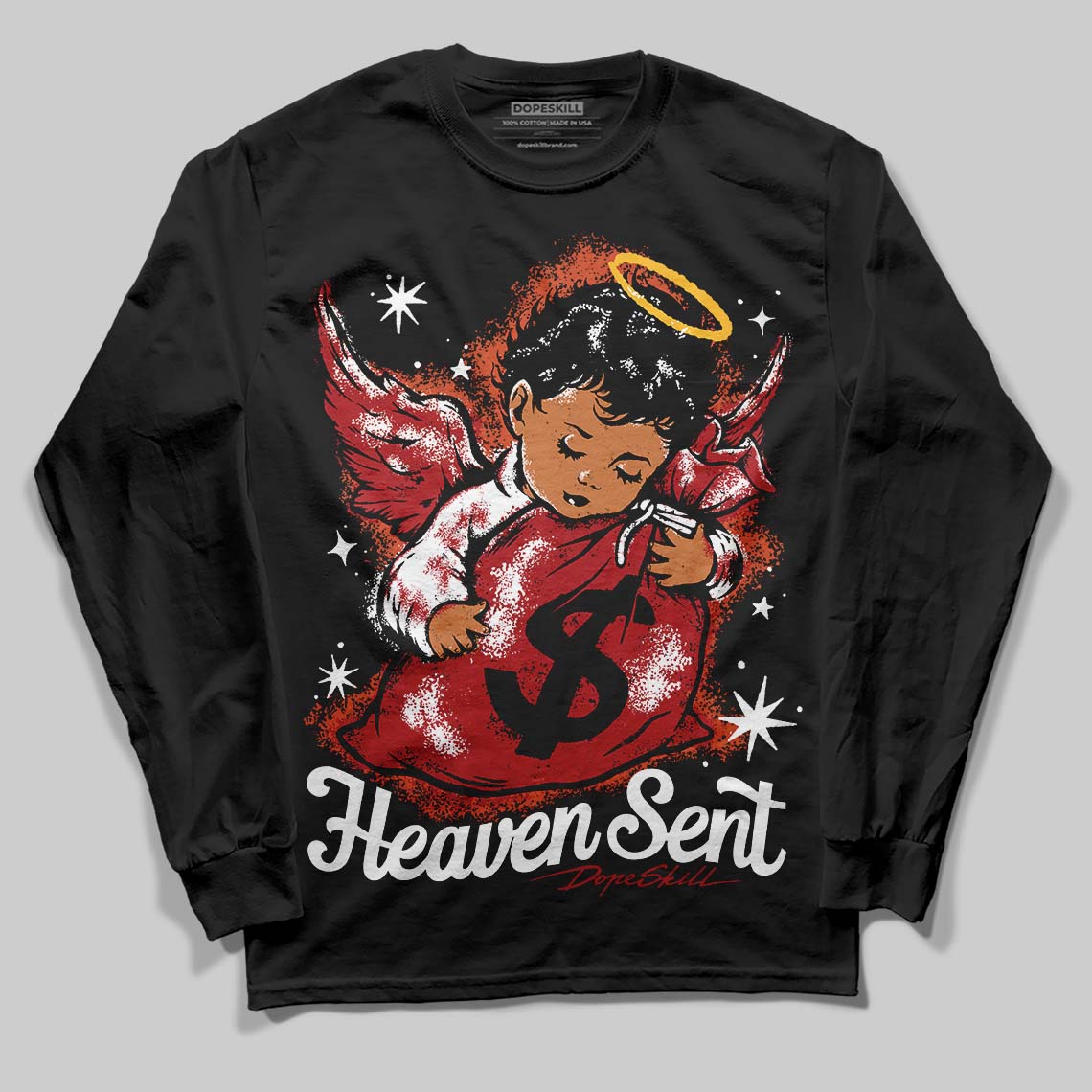 Nigel Sylvester x Air Jordan 4 ‘Brick by Brick’ DopeSkill Long Sleeve T-Shirt Heaven Sent Graphic Streetwear - Black