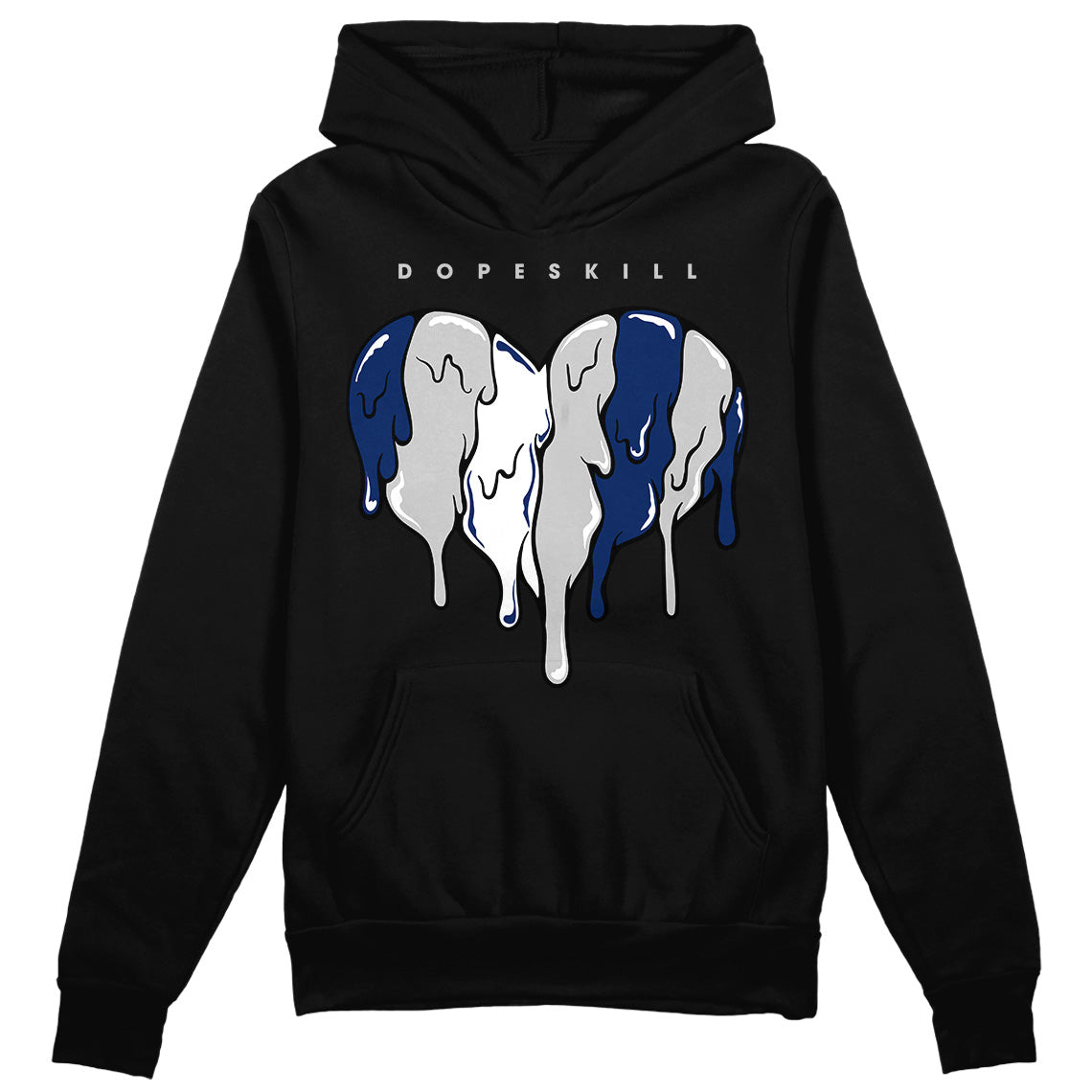 Jordan 13 Retro French Blue DopeSkill Hoodie Sweatshirt Slime Drip Heart Graphic Streetwear  - Black 