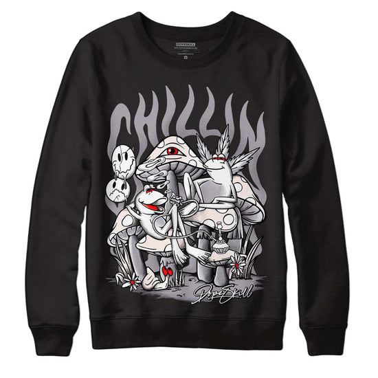 Jordan 2 Cement Grey DopeSkill Sweatshirt Chillin Graphic Streetwear - Black